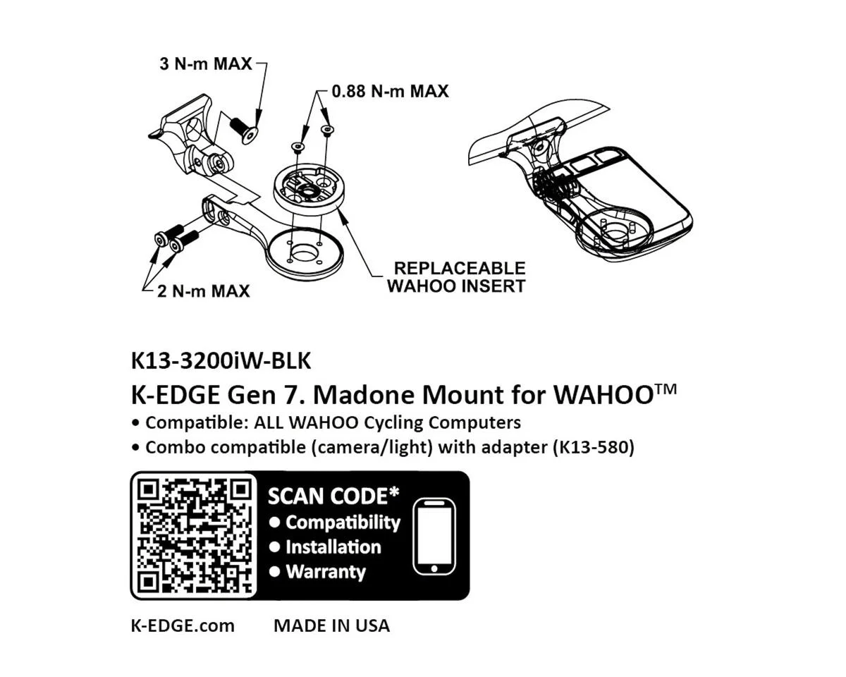 K-Edge Computer Mount (Black) (Trek Madone/Emonda Gen 7) (Wahoo Insert) - view 2